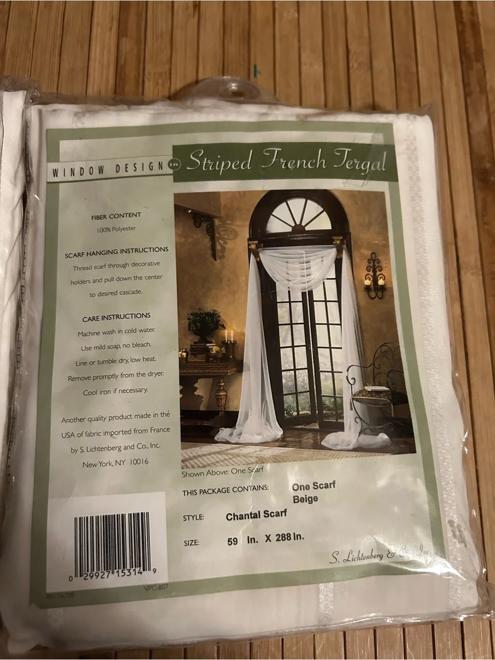 Window Design Cream/Beige Striped French Chantal Style - In Original Packaging